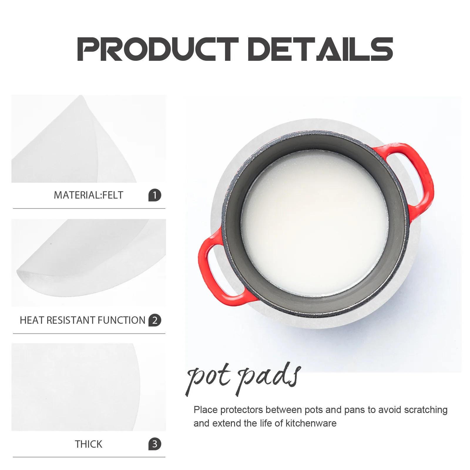 

30Pcs Pot Pan Protectors Heat Resistant Table Mats Anti Scratch Kitchen Cushions Cookware Dividers Multi Functional Pan Pads