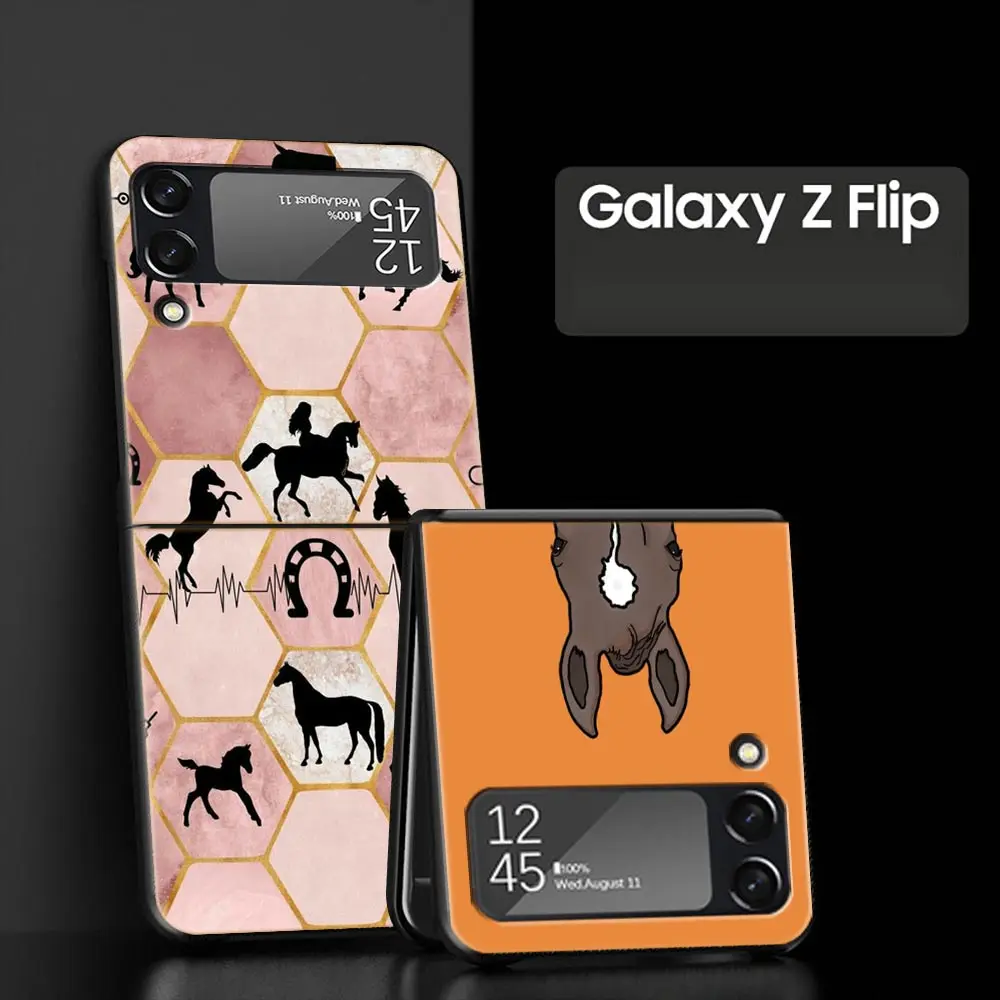 Frederik The Great beauty horse Phone Case for Samsung Galaxy Z Flip 3 4 5 Black Folding Mobile Shell Hard Coque Protect Cover