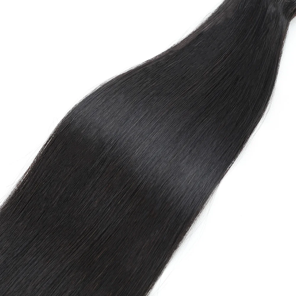 Extensiones de cabello humano virgen, mechones de cabello crudo de Vietnam, hueso recto, tejido, Natural, negro, grado 15A