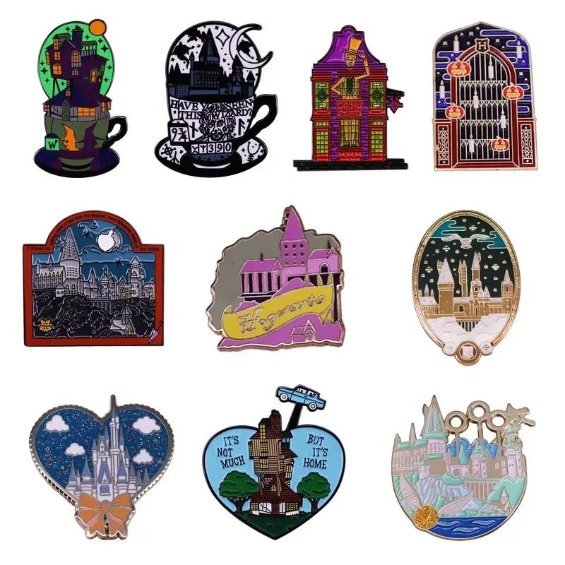 Fantasy Film Anime Brooch Pretty Magic Castle Enamel Pins Children Fashion Backpack Badge Decoration Accessory Lapel Pins Gifts
