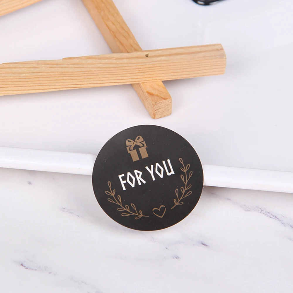 60pcs Cute For You Seal Sticker Round Black Seal Sticker Mutifunction DIY Decorative Gifts Package Labels For Baking