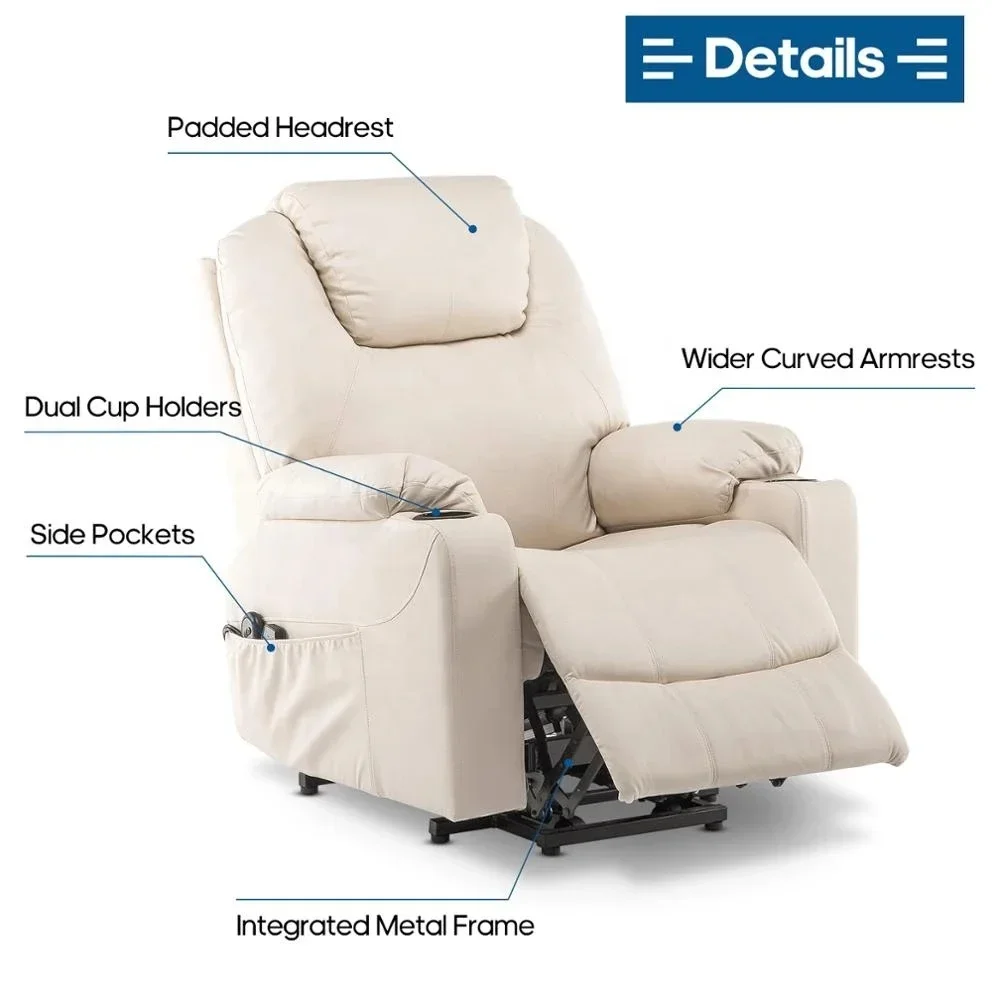 Luxury Widen Electric Massage Chair with Heating Function Ergonomic Power Lift Recliner Leisure Sofa Home Salon Lounge Armchair