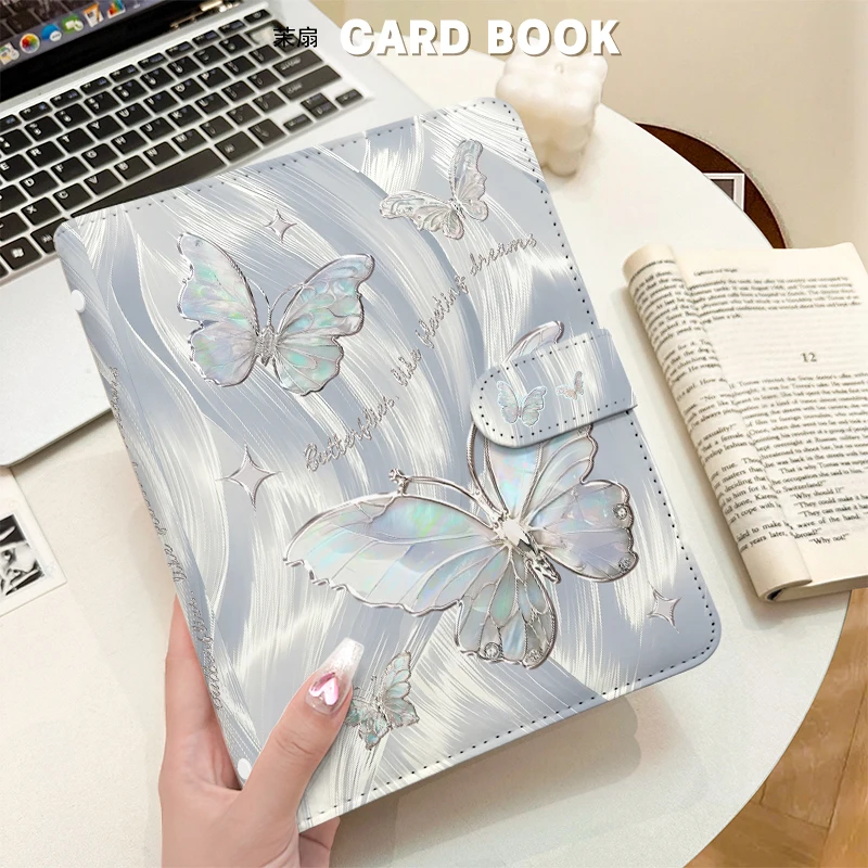 Silver Iridescent Butterfly A5 Card Binder Waterproof Kpop Photo Album Idol Collecting Book 3inch Photocard Holder Korean 포카 바인더