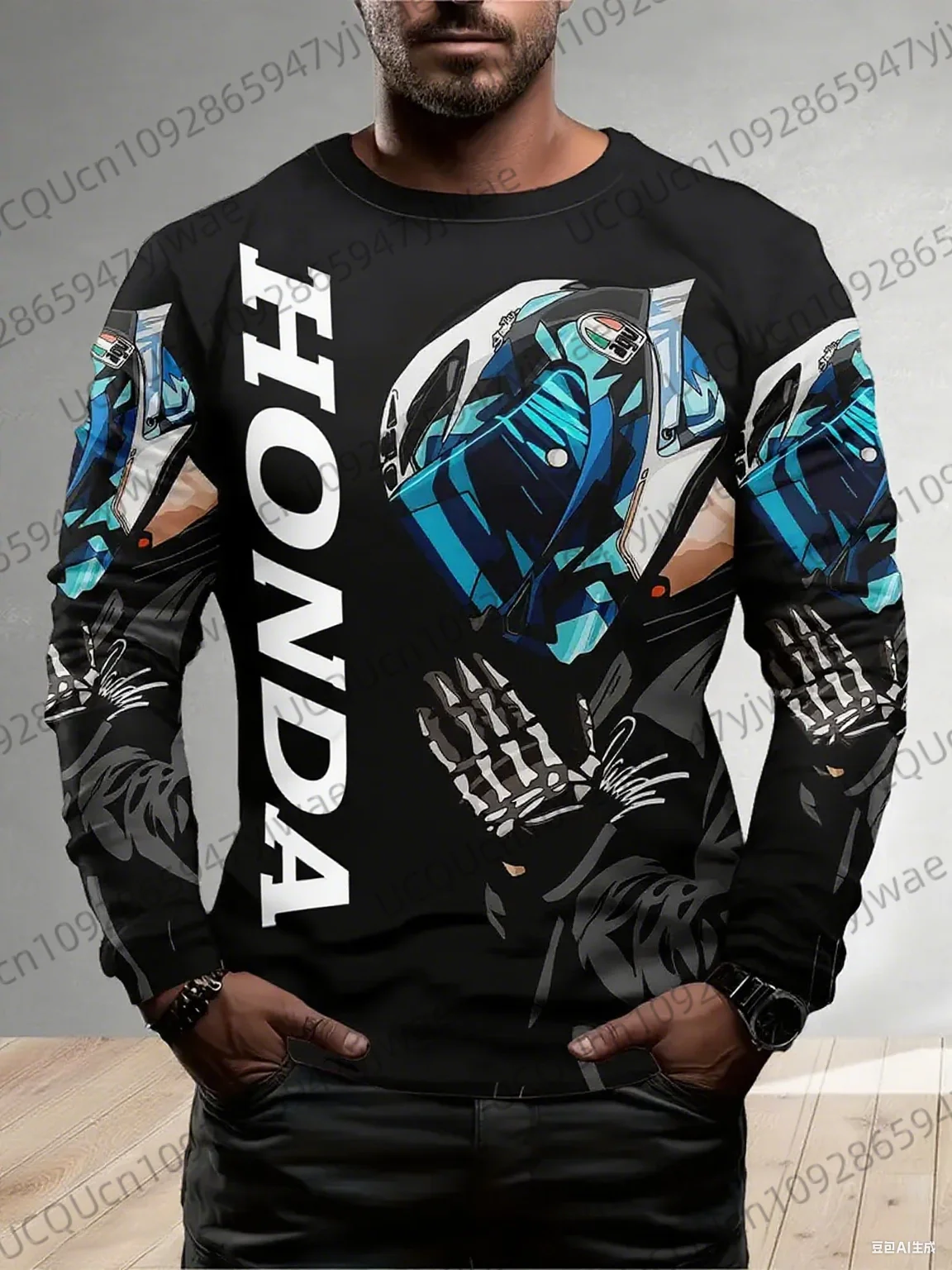 

Skeleton Hand Motociclista Biker Deportiva Honda Quick Drying Long Sleeved Honda Riding T-shirt Tops For Men And Women