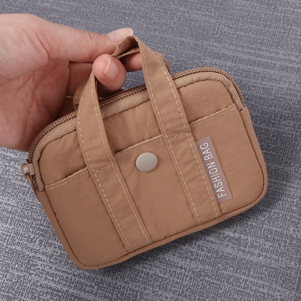 Portable Nylon Coin Purse Card Holder Korean Style Men Wallet Lightweight Zipper Pouch Mini Earphone Storage Bag Girls