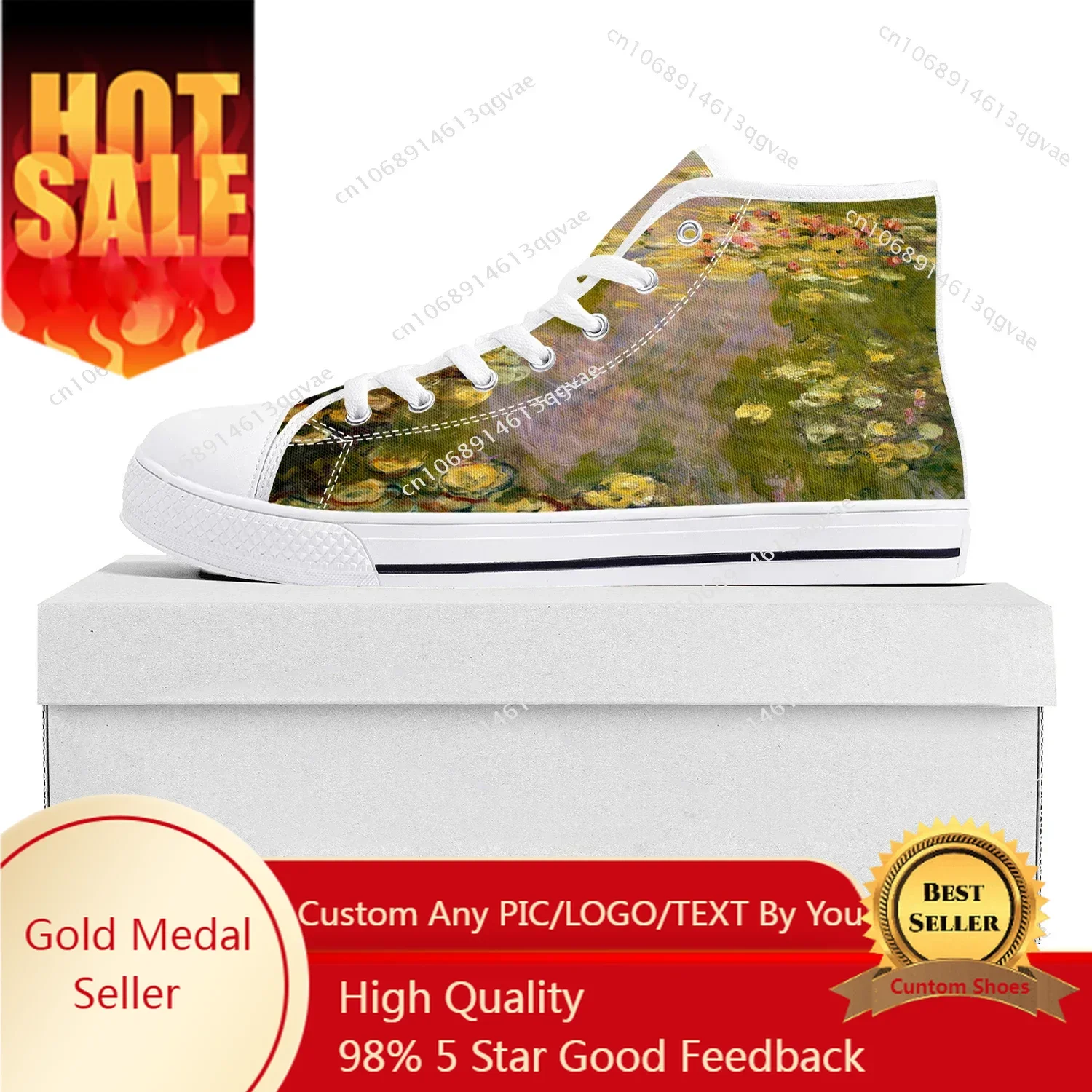 

Water Lilies High Top Sneakers Mens Womens Teenager Canvas High Quality Sneaker Casual Custom Made Shoes Customize DIY Shoe