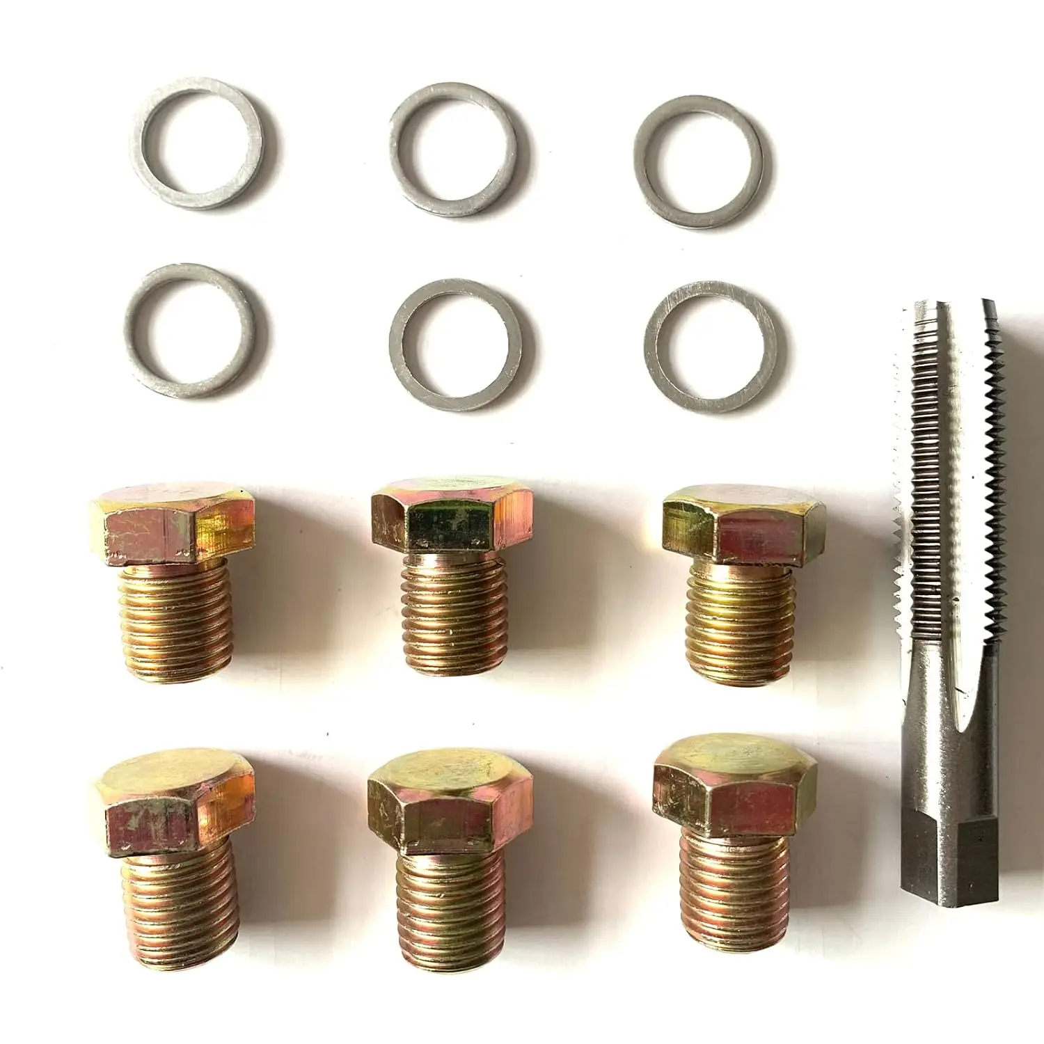 13PCS M13 X 1.5 Oil Drain Plug Tap Thread Repair Kit Oil Pan Screws Rethread Tool Set with Aluminum Gasket