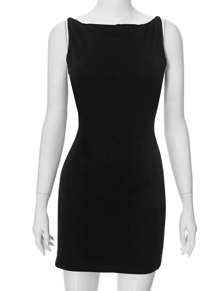 Letnia, codzienna moda, mini sukienka bez rękawów, kopertowa, w stylu Y2K, podstawowa sukienka typu vest, seksowne, eleganckie stroje damskie na imprezę klubową, sukienka wieczorowa 2025 40MM