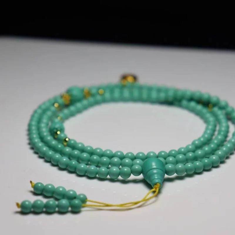 Shiyan Turquoise High Porcelain 108 Multi-Circle Round Bead Bracelet Necklace Buddhist Beads Men and Women Optimized