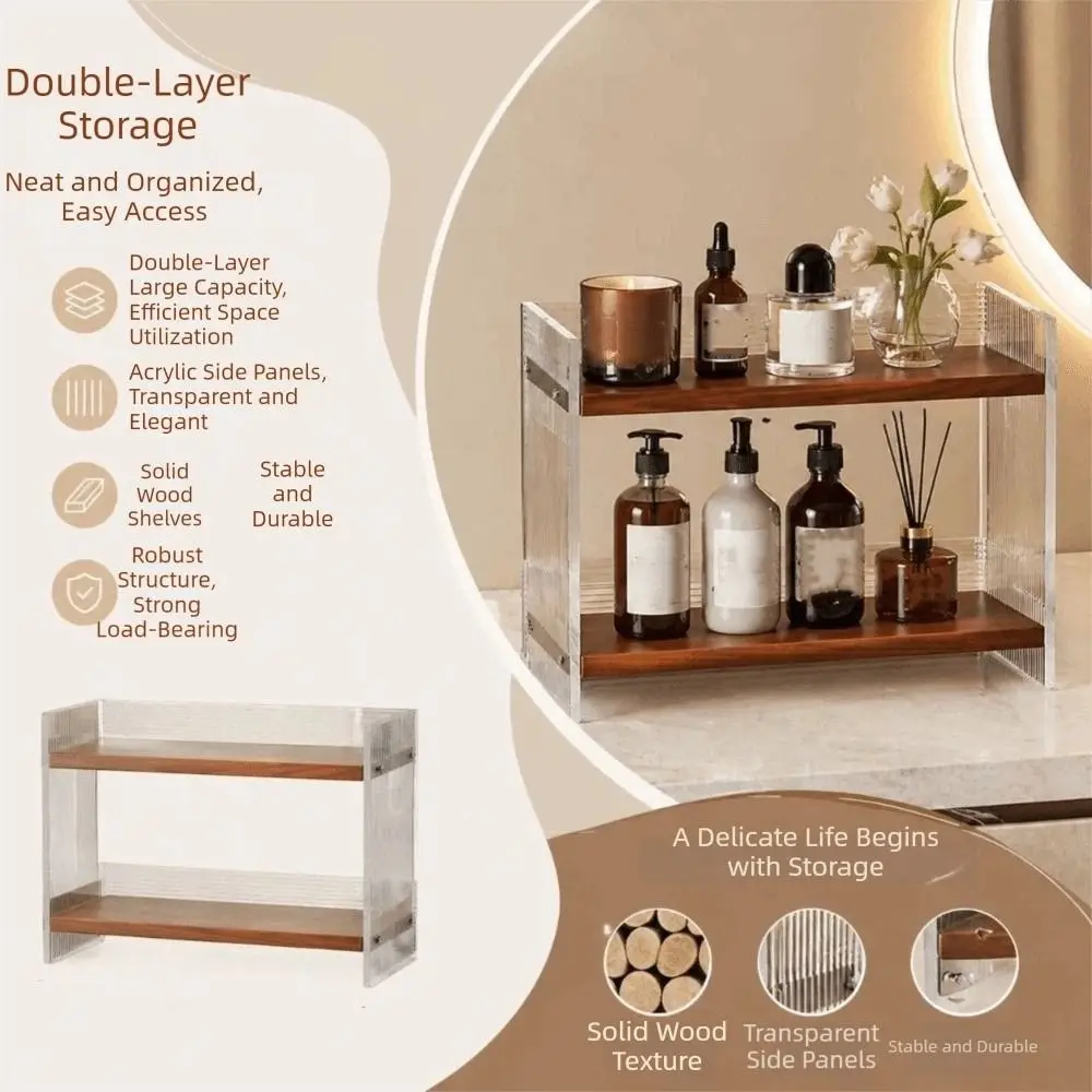 

Multi-layer Design Bathroom Storage Shelf Stable Structure Durable Material Cosmetic Organizer Large Storage Space