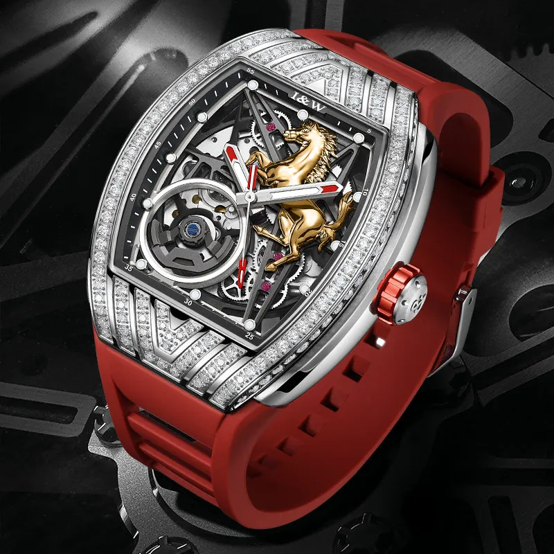 Switzerland Luxury Brand I&W CARNIVAL MIYOTA Automatic Mechanical Men's Watches Full Diamond Luminous 50M Waterproof Clocks 768G