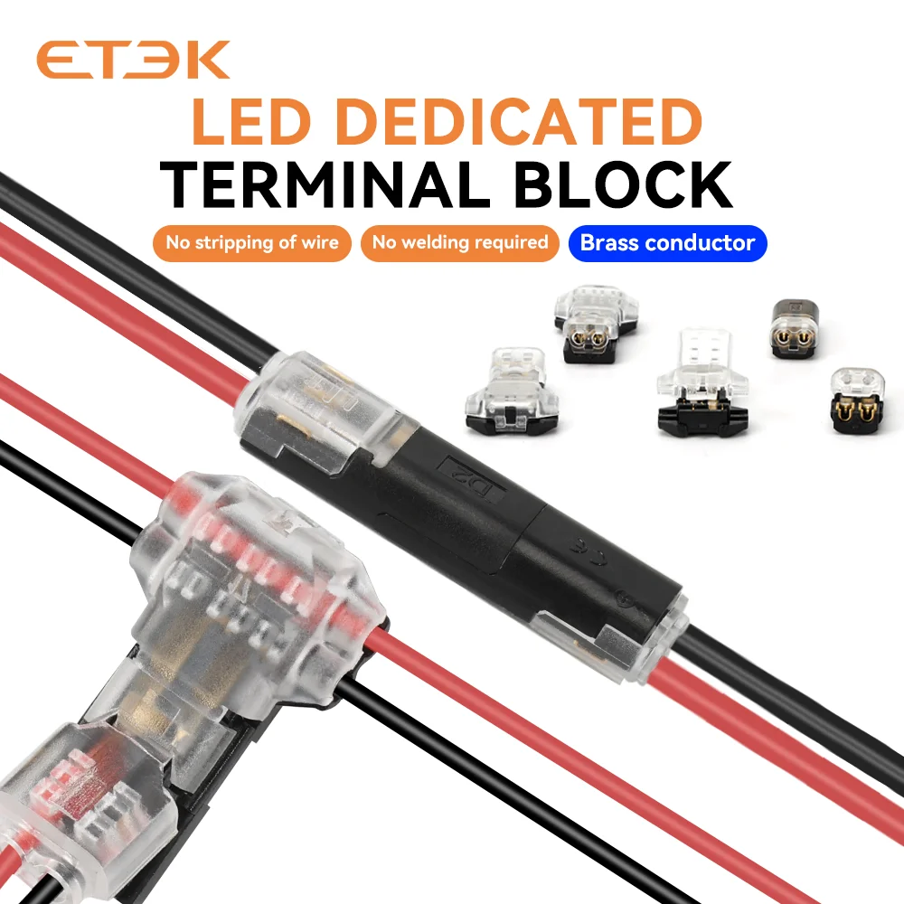 ETEK Wire connectors universal compact wire T-shaped/D-type with locking buckle, no welding, no stripping, plu