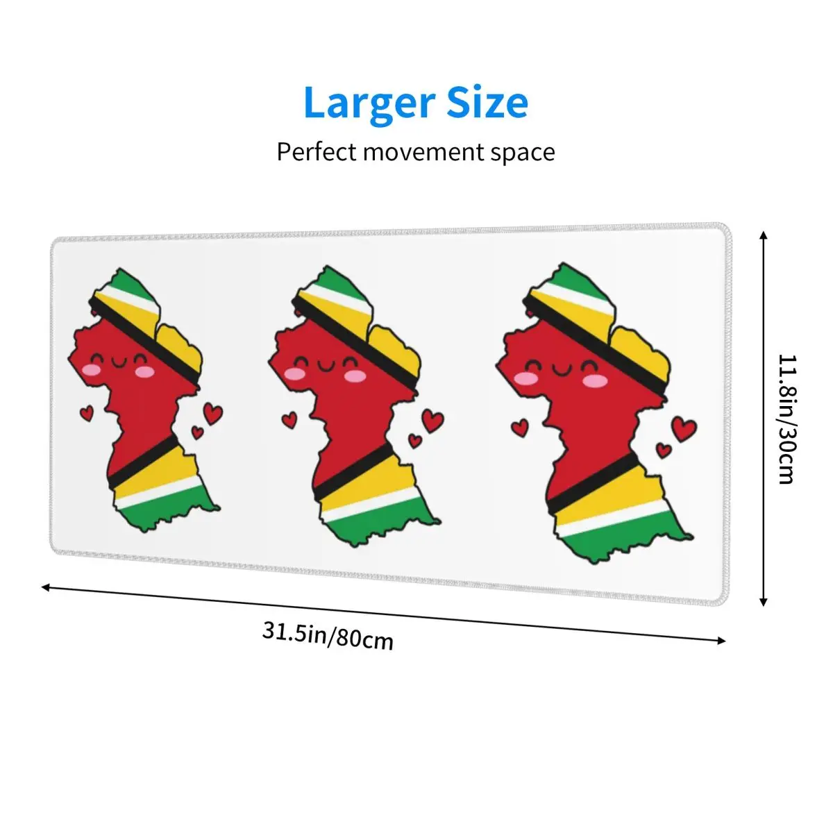 Large Mouse Pad Guyana Flag Map Smile With Love Gamer PC Laptop Mats Keyboard Carpet Computer Gaming Office Accessories Desk Mat