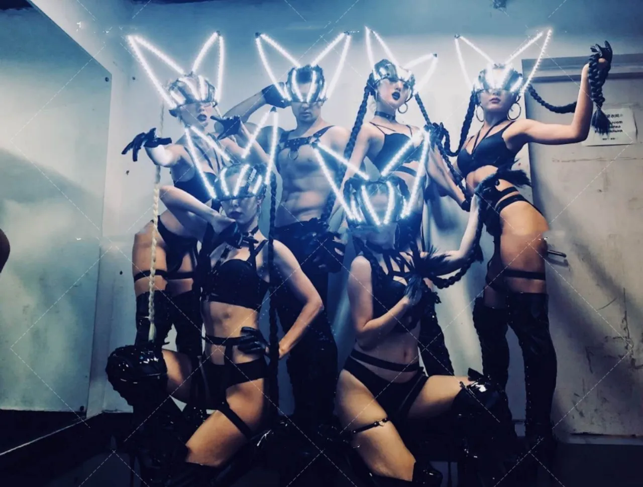 

Bar dance team gogo costume stage props luminous LED electro-optic modeling headdress