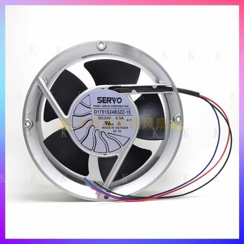 C    FOR SERVO D1751S24B3ZZ-15 DC24V 0.50A 3-Wire Aluminum Frame Cooling Fan