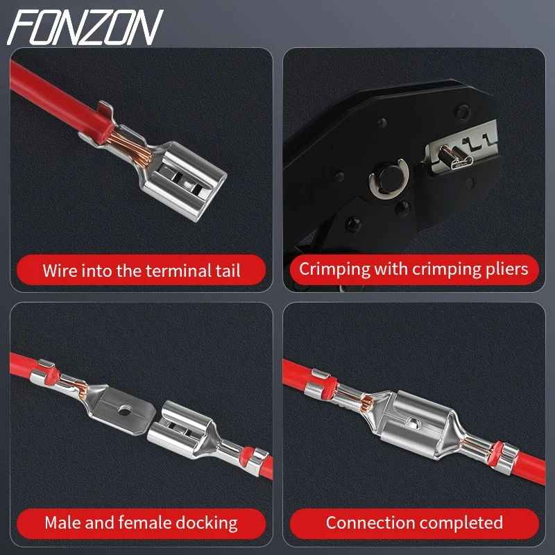20Pcs Insulated Male and Female Wire Connectors Spade Terminals 2.8/4.8/6.3mm Crimp Spade Connectors with Transparent Sleeves