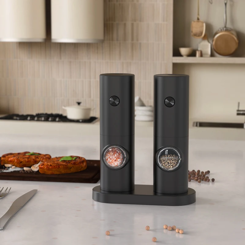 1PC/2PCS Electric Automatic Pepper Grinder Set Salt And Pepper Mill Adjustable Coarseness Spice Grinder for Kitchen