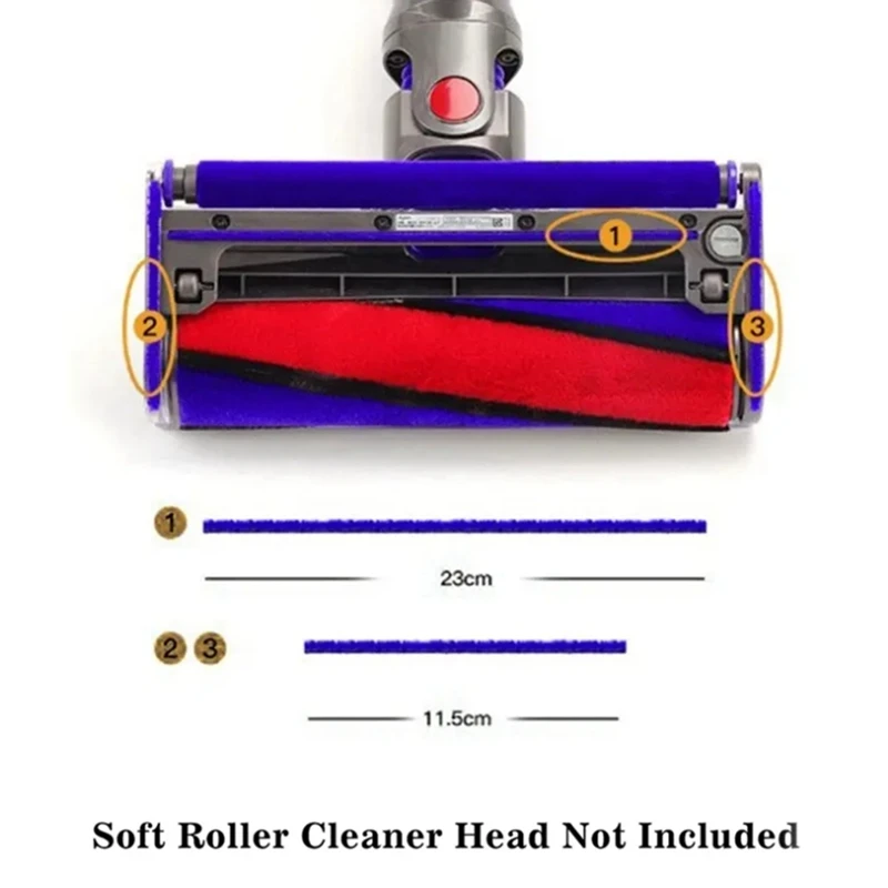 Мягкие плюшевые полоски + передний ролик и ось запасные части Аксессуары для пылесоса Dyson V6 V7 V8 V10 V11 V15