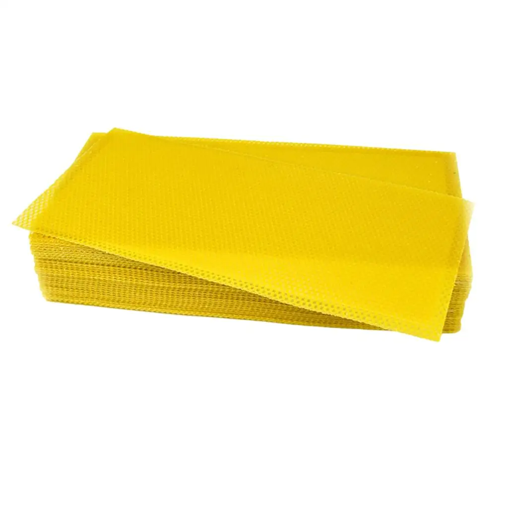 Pure Beeswax Foundation Sheets Yellow Honeycomb Material Beekeeping Supply DIY Kit Candle Rolling for Adults and Beginners