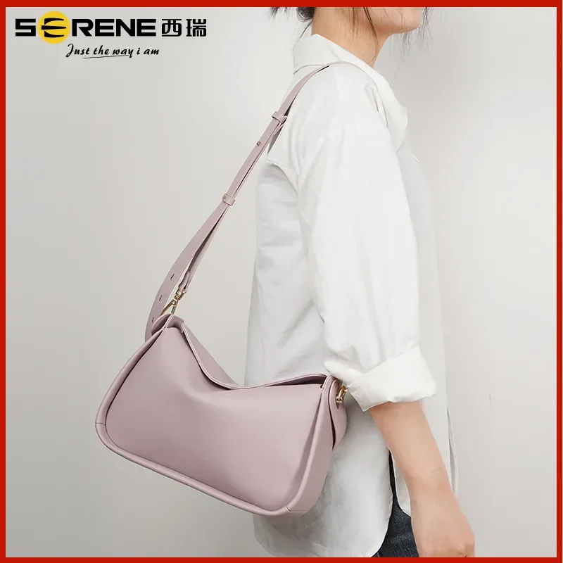 

High end cowhide crossbody bag 2024 new fashionable versatile handbag for women's niche commuting single shoulder dumpling bag