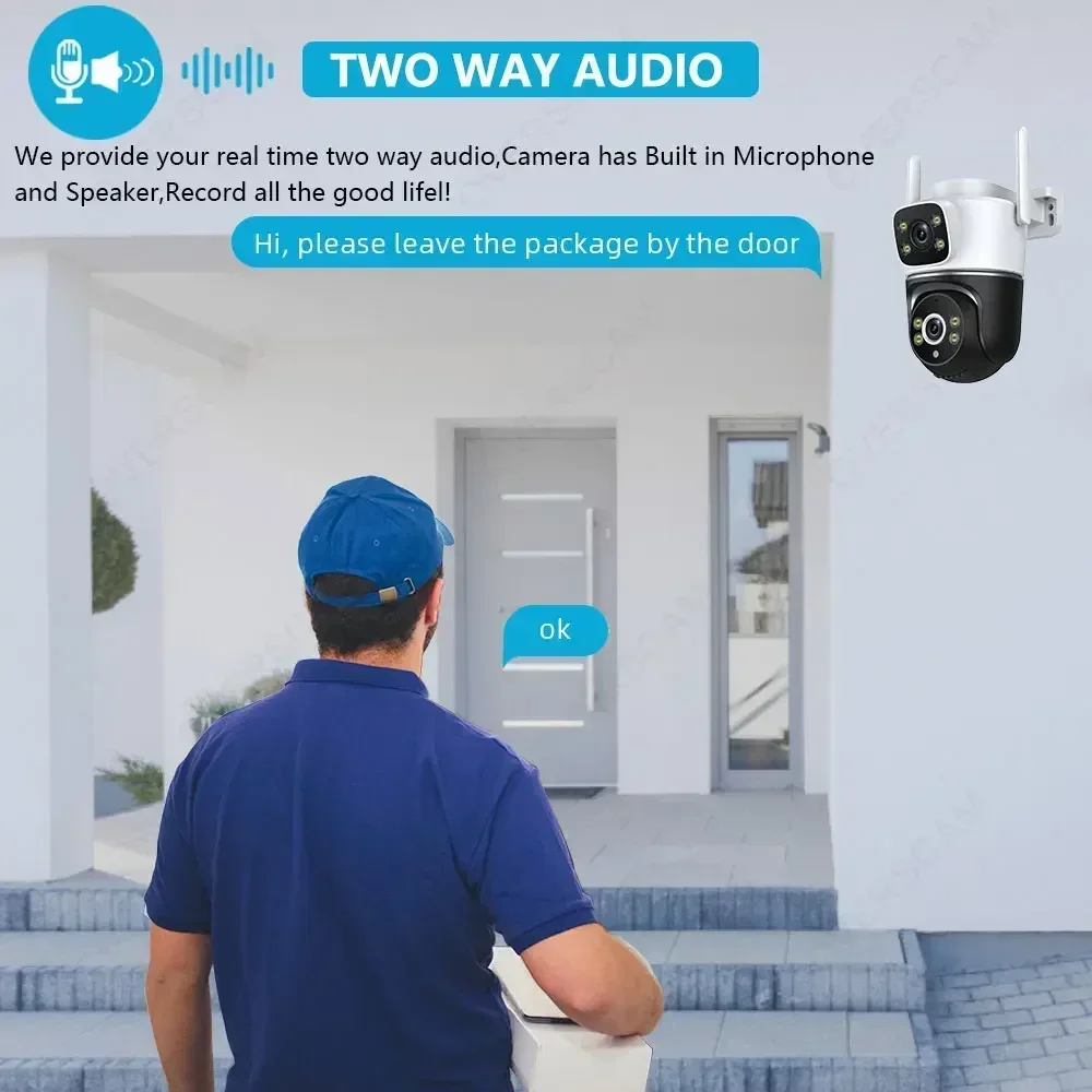 8MP PTZ Wifi Outdoor Dual Lens Dual Screen IP Camera AI Tracking Security Protection CCTV Surveillance Camera Tuya Smart Life