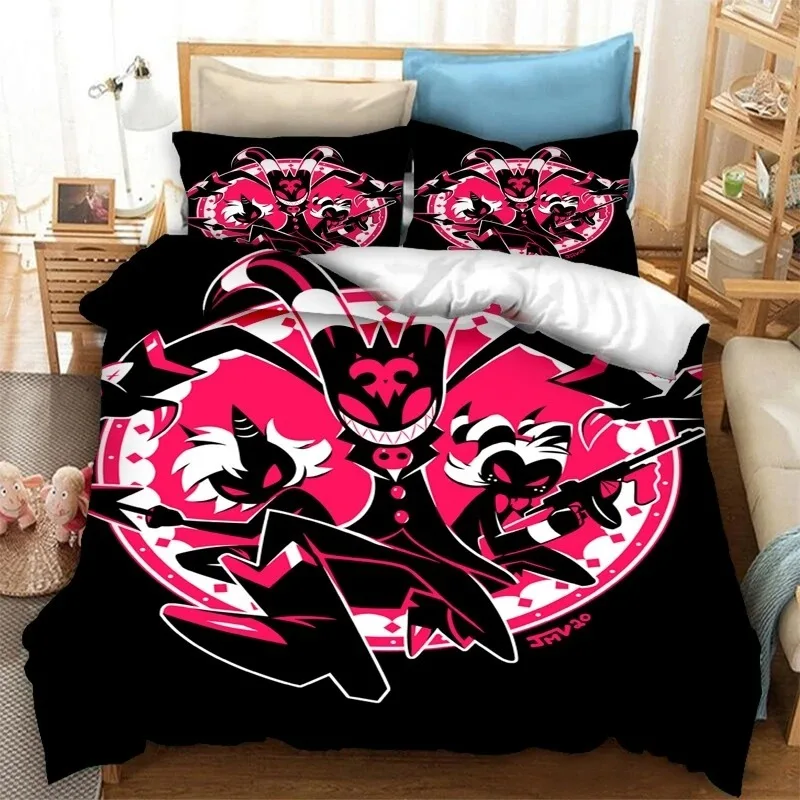New Helluva Boss Striker Anime Duvet Cover Pillowcase Print Cartoon Bedding Set For Kids Adults Single Double King Large Size ﻿