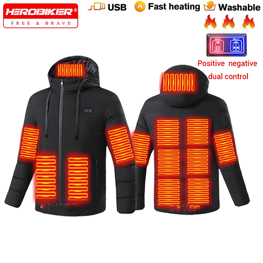 

Men's Heated Jacket, Winter Warm Outdoor USB Electric Heated Jacket 13 Carbon Fiber Heating Pads Plus Size Smart Heated Clothing