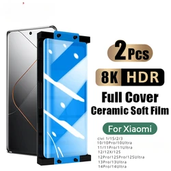 2Pcs Full Curved Ceramic Screen Protector For Xiaomi 14 13 12x 12s 12 11 10 Pro 10S Mi 14 Ultra Civi 3 2 1S Protective Soft Film