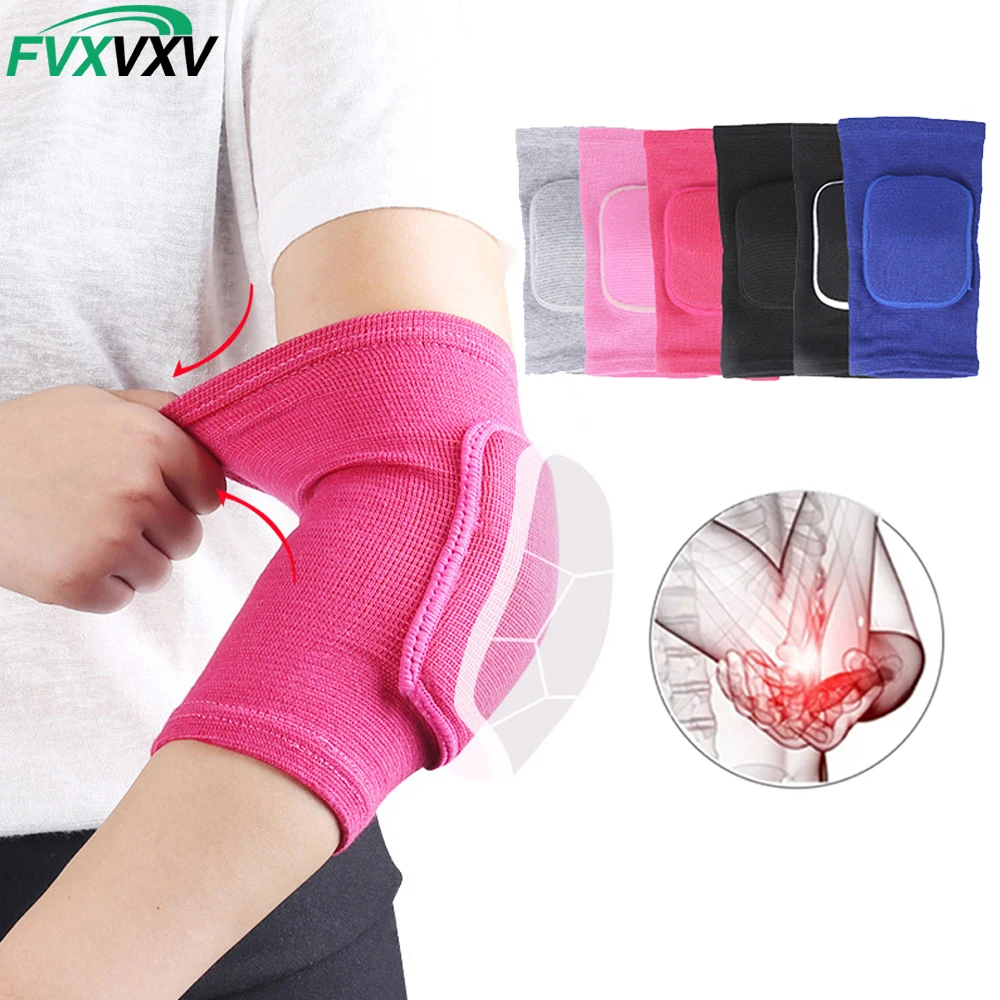 1Pair Compression Elbow Pads for Sports, Thick Sponge Elbow Brace Support, Non-Slip Breathable Elbow Sleeves for Basketball