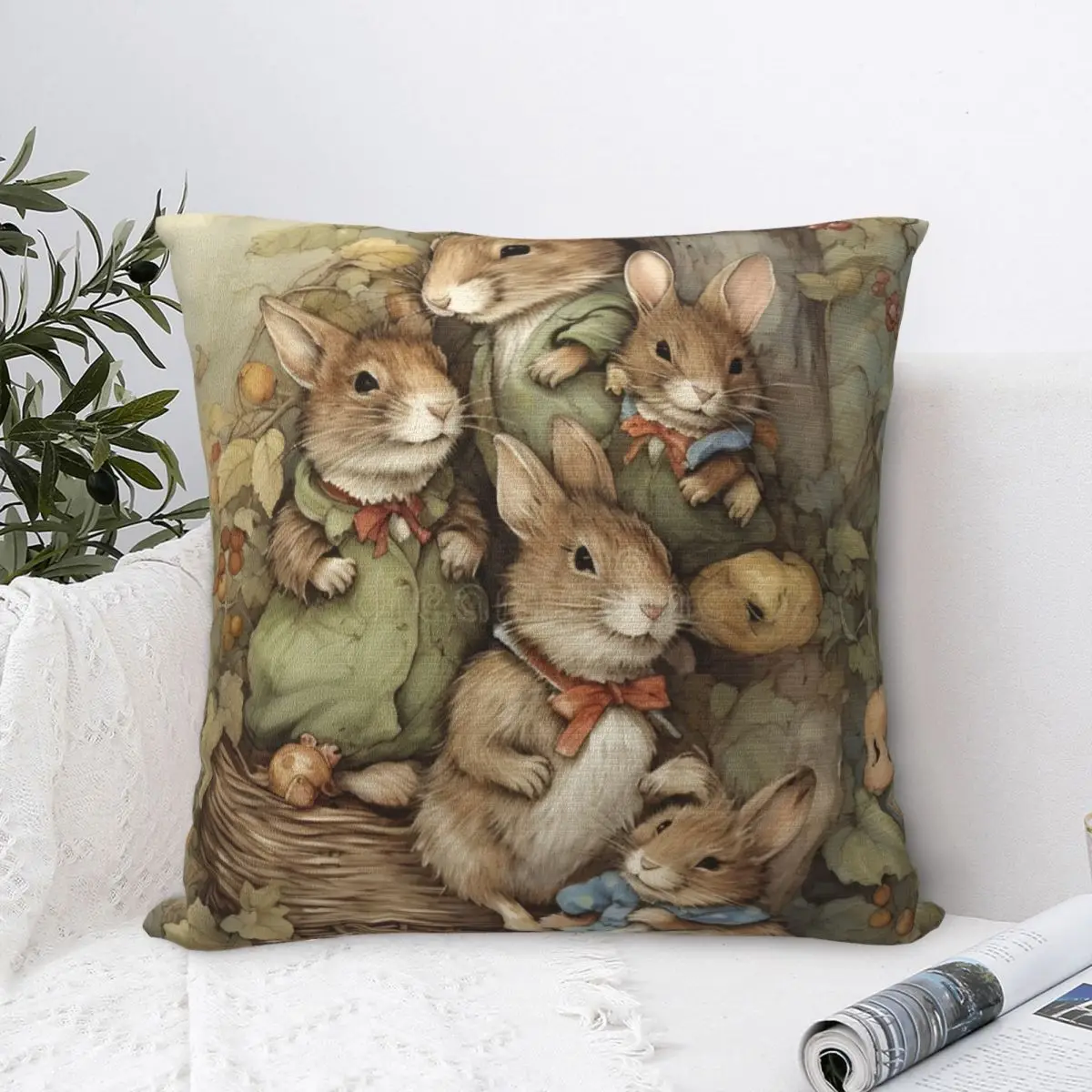 

Pillow Cover Happy Easter Bunny Egg Print Custom Cushion Cover Vintage Pillow Case For Sofa Home Decoration Pillowcases
