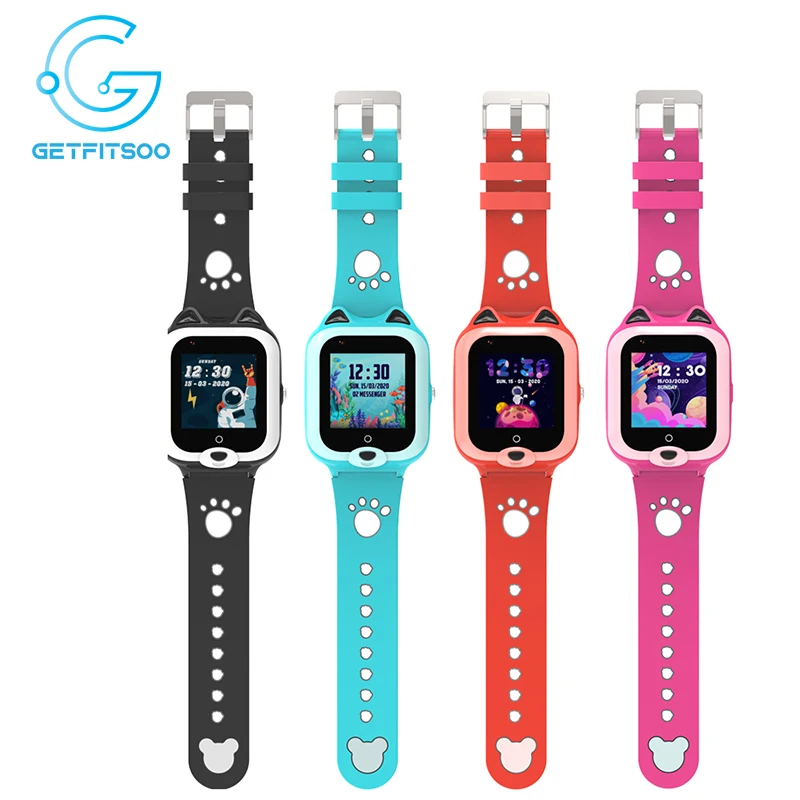 Getfitsoo 4G ساعة ذكية للأطفال GPS WiFi لتحديد المواقع المقتفي مكالمة فيديو WhatsApp SOS وضع فئة الاتصال كاميرا الساعة الذكية للأطفال