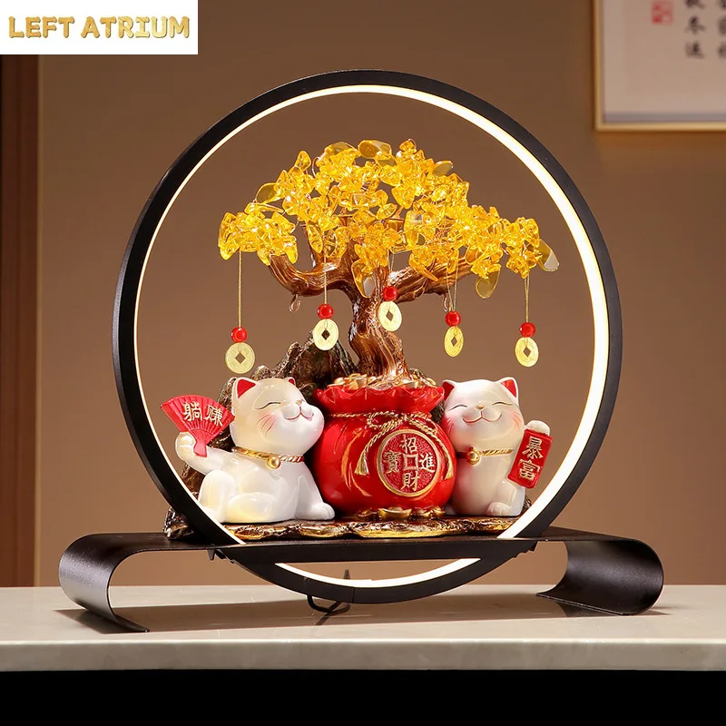 Lucky Cat Lantern Circle Lucky Money Tree Ornament Living Room Decoration housewarming opening gift