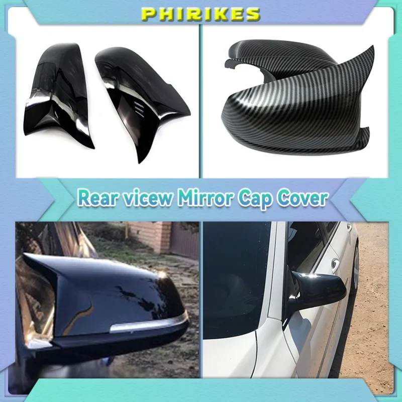 

2pcs Bright Car Glossy Black Replacement for BMW 5 Series Sedan F10 F11 F18 2014-2017 Rearview Mirror Cover Caps M Style