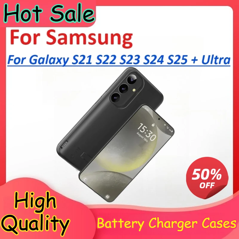 

For Samsung Galaxy S20 S21 S22 S23 S24 S25 + Ultra Wireless Charging Power Bank Cover 5000mAh 5V Battery Charger Case