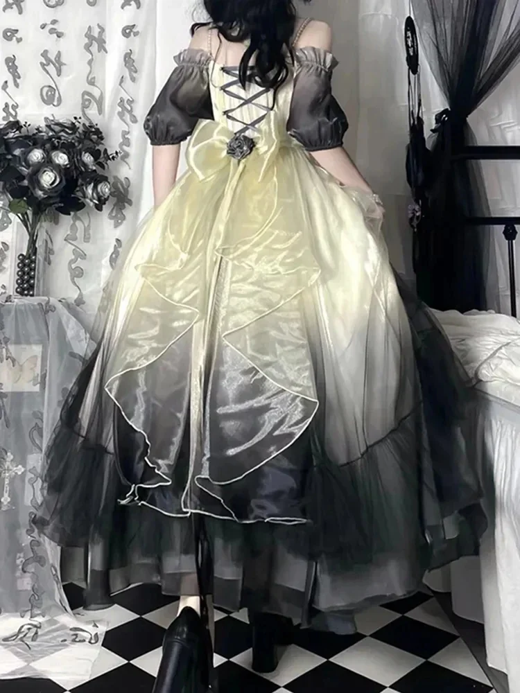 Gradual black Evening Dresse Halloween Gothic Dress Goth Loita Dress Female Romantic Style Lolita Op Elegant Girl Cosplay dress