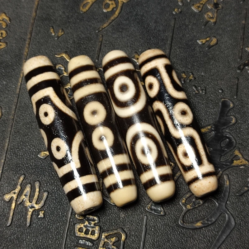 Tibetan Black&White 3/5/7/9 Eyes Totem DZI Beads Oxide Laye Calcified Agate Old Agate Men&Women Amulet Jewelry DIY Free Shipping