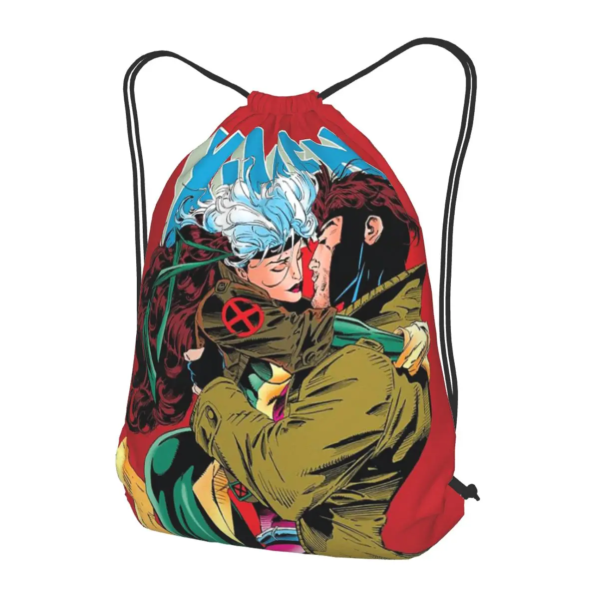 X-Men Gambit & Rogue Beautiful Couple Cover Backpacks Multi-function Drawstring Bags Sports Bag Book Bags for Travel School
