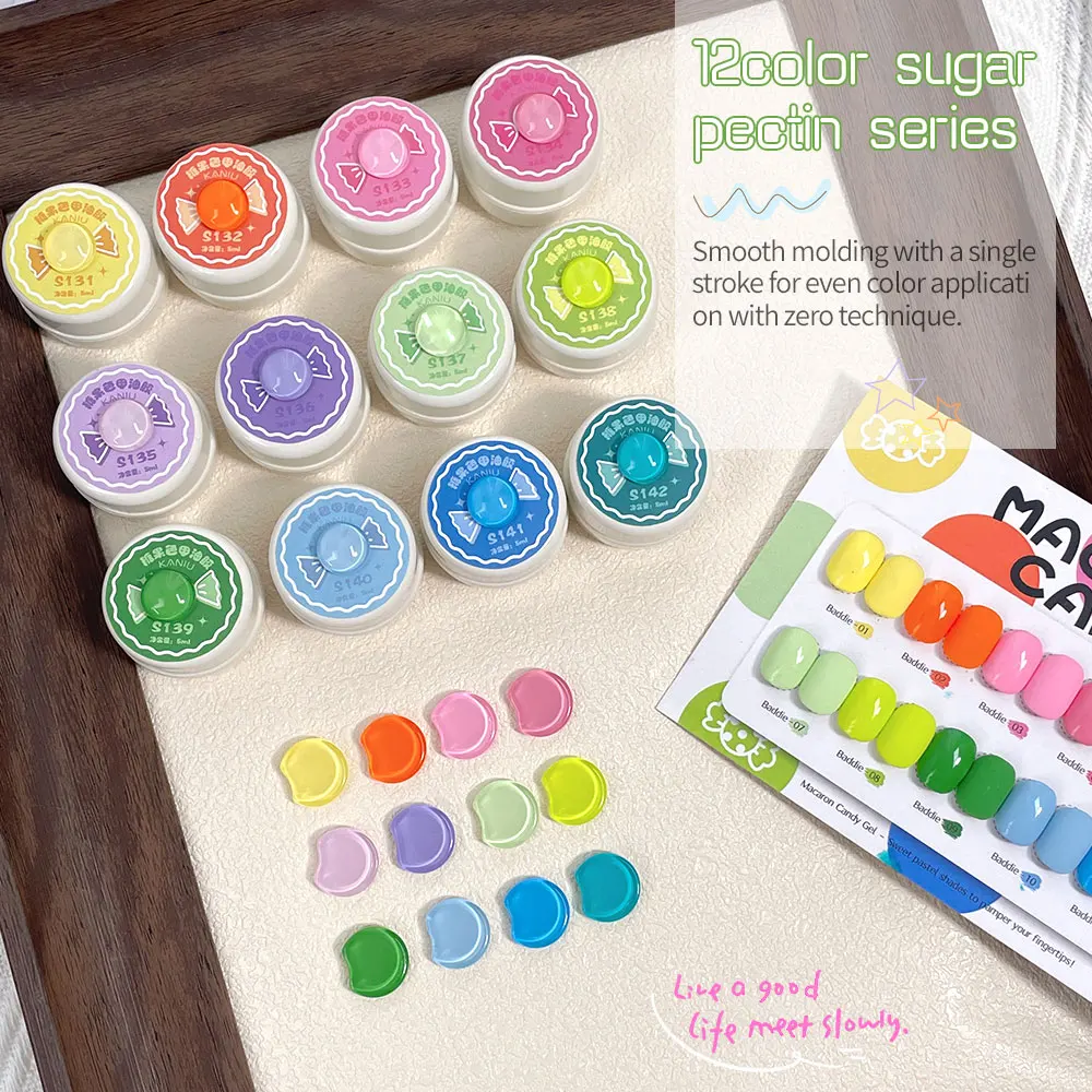 

Kaniu 5ml Macaroon Candy Color Nail Gel Polish Summer Nail Art Gel Semi Permanent Soak Off UV LED Varnish Manicure