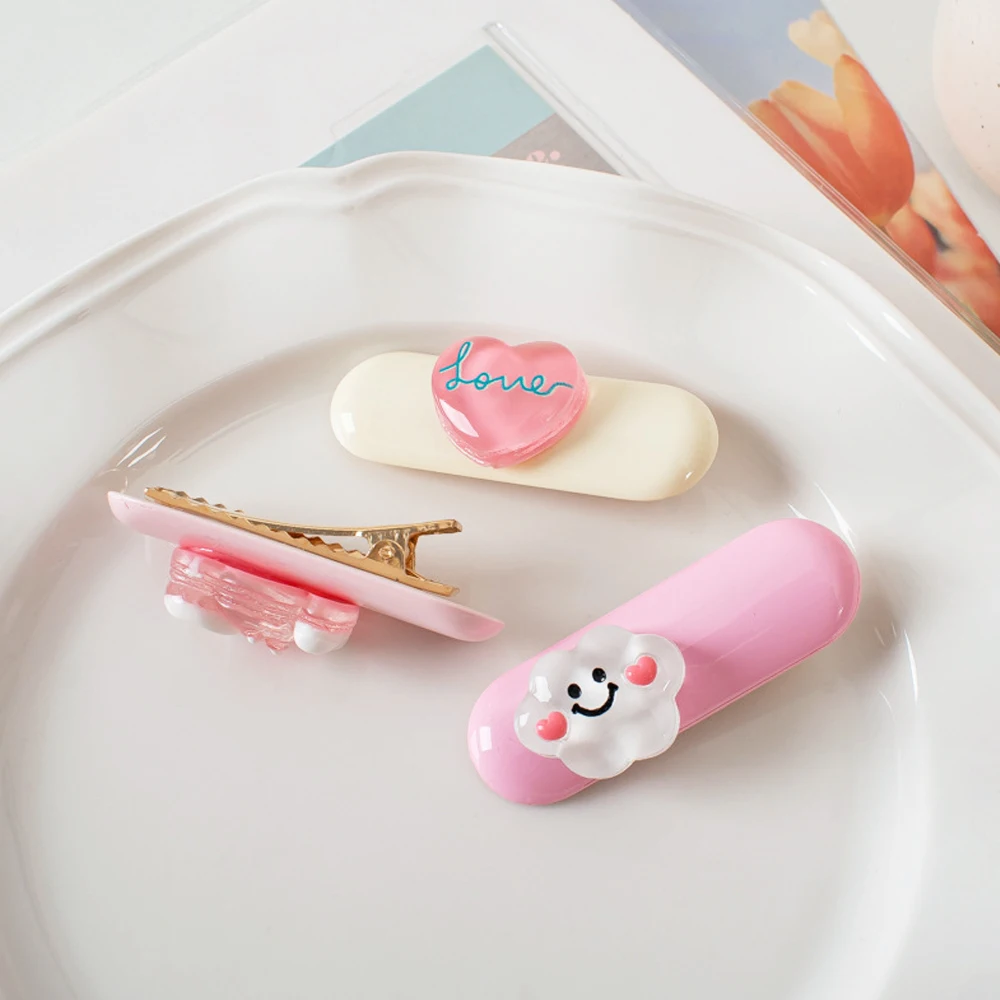 2 قطعة/المجموعة Ins كاندي اللون البيضاوي ثلاثية الأبعاد الكرتون دبوس الشعر منقار البط كليب لطيف الحلو أغطية الرأس للنساء فتاة إكسسوارات الشعر اليومية هدية #4