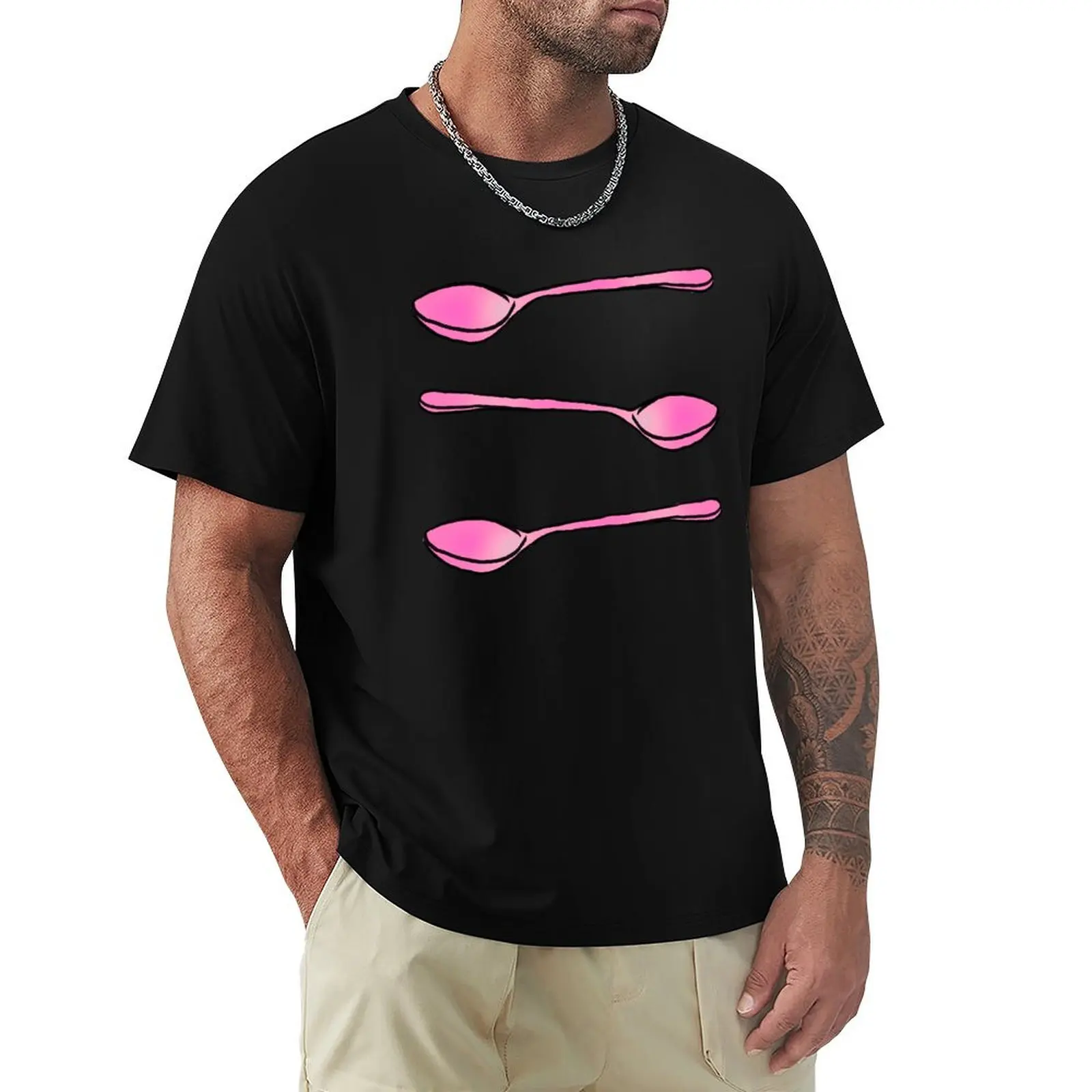 Pink Spoons T-Shirt Simple Print Design T-Shirt