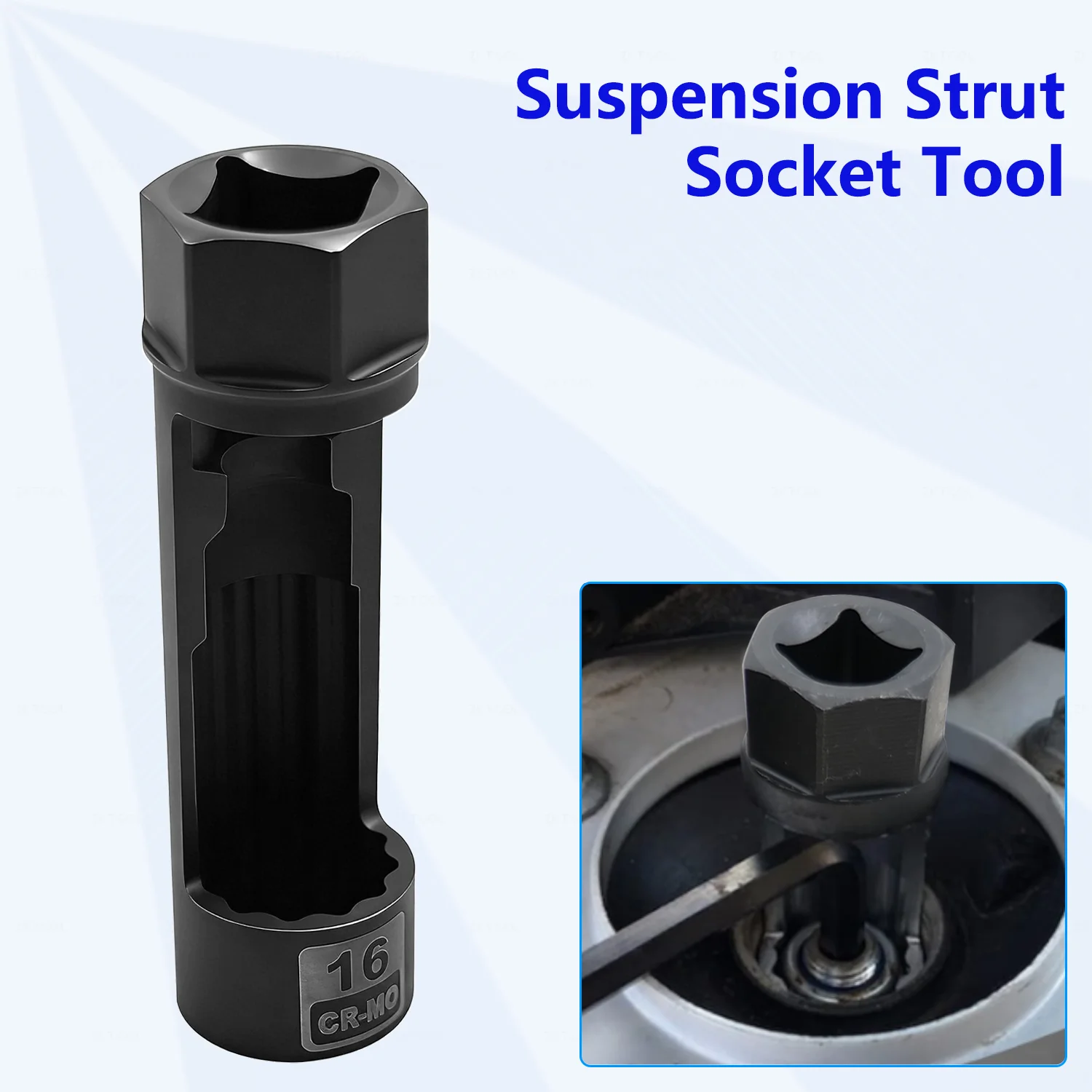 1-Piece Shock Strut Nut Socket Set, 16mm Suspension Strut Socket Tool, 1/2