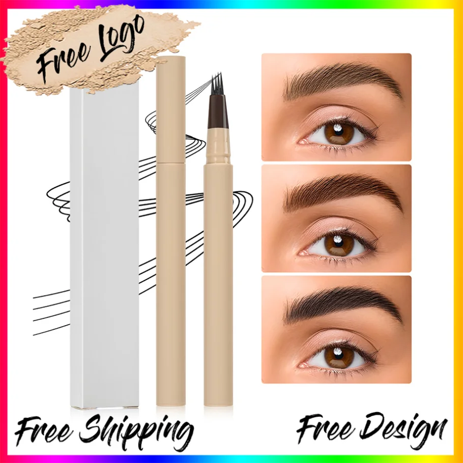 

Vegan Makeup Wholesale Private Label Custom Logo 4 Point Eyebrow Pen Waterproof Fine Tip Liquid Natural Looking Brows