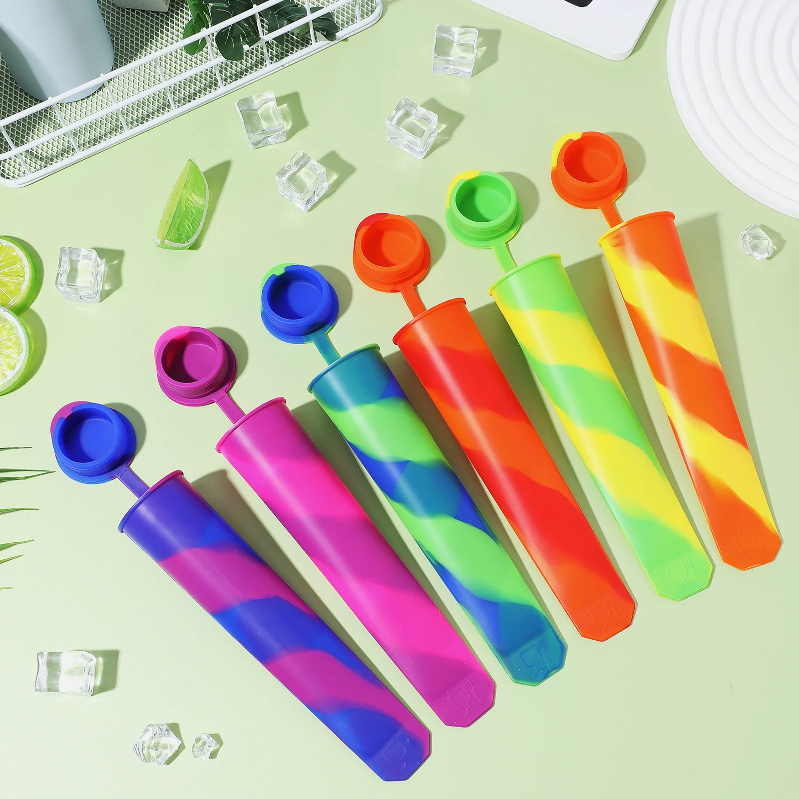 

12 pcs Ice Cream Molds Silicone Food Grade Flexible Reusable Popsicles Mold for Chocolate Yogurt Desserts Kitchen Bar Tools