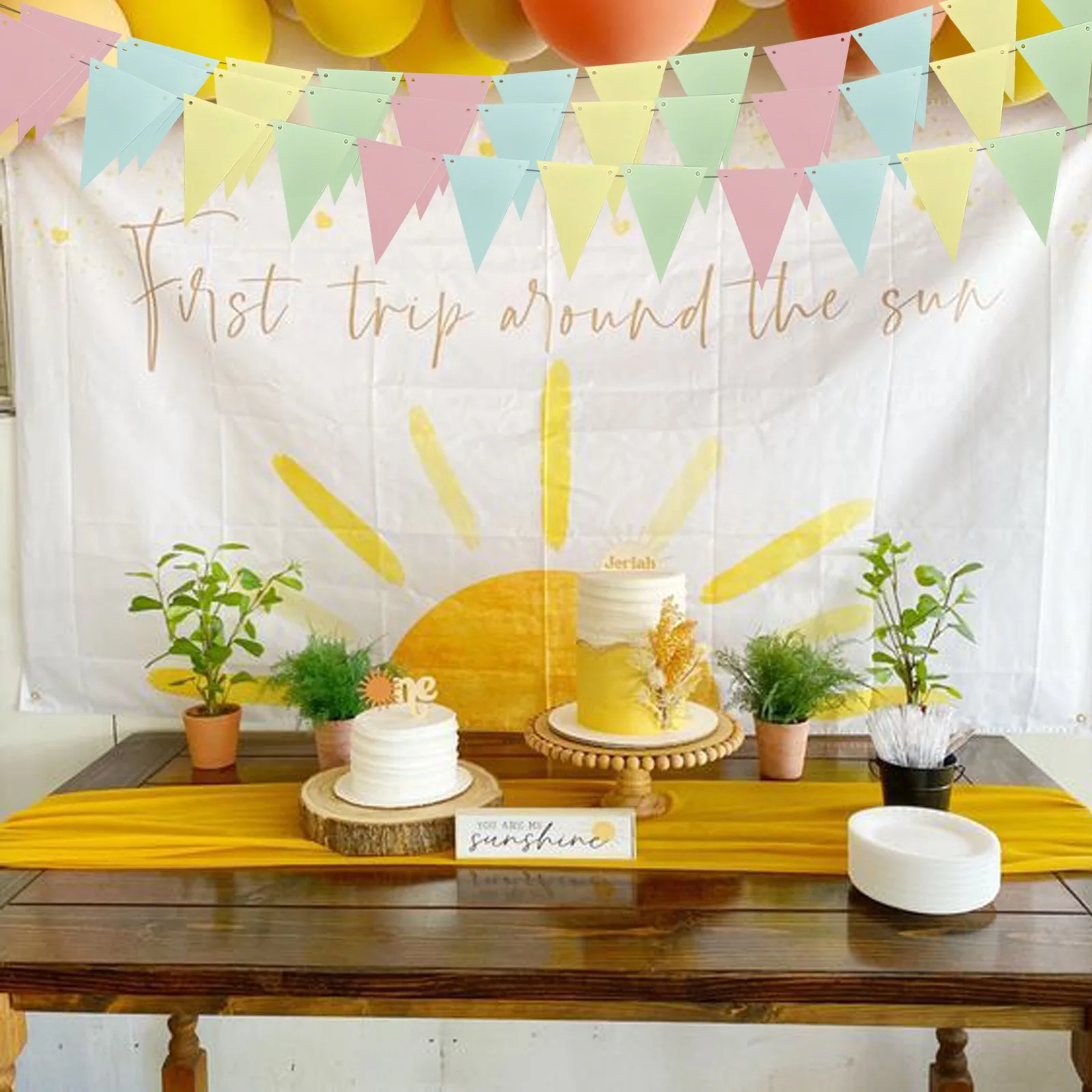 Goldenes Zwiebel-Papier-Dreieck-Banner, Geburtstag, Hochzeit, Partydekoration, Filz, bunte Flagge, Festliche Szenendekoration, Banner – Detail 5