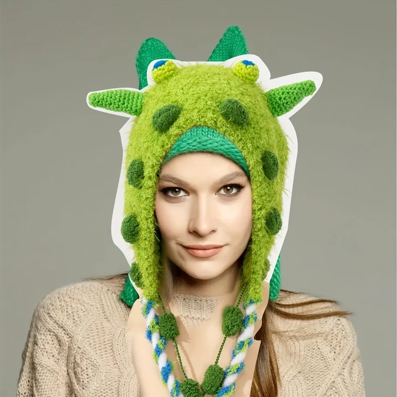 Autumn-Winter Cartoon Cute Monster Handmade Beanie Extra Soft and Warm Unisex Halloween Party Outfit