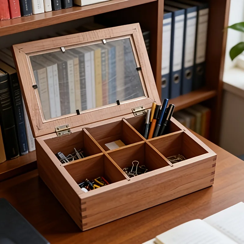 

A Vintage-inspired Coffee-brown Wooden Storage Box Featuring 9-grid, 6-grid, and 4-grid Layouts. Ideal for Organizing Jewelry