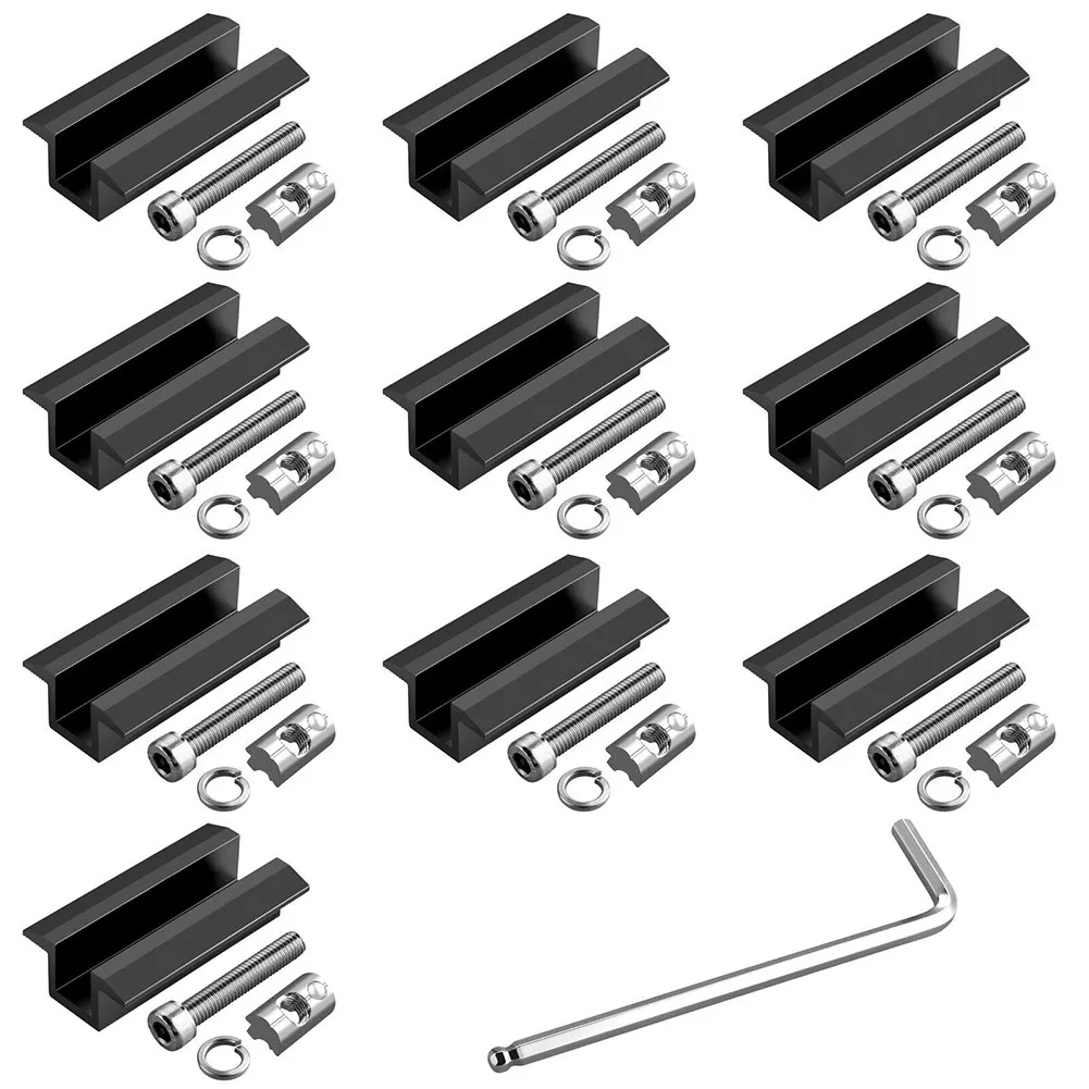 

Solar Panel Mounting Fixing Clamp Aluminum Solar Panel Middle Clamp Black With Wrench Solar Slot Nut M8 PV System Install Parts
