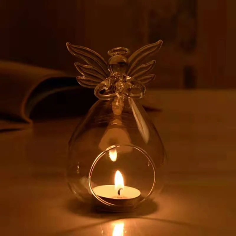 Engel Glas Tee licht Kerzenhalter Home Party Dekor Kerzenhalter Lagerhalter