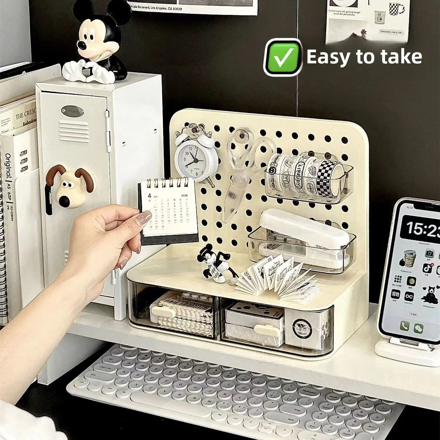 Desktop Hole Board Storage Box Drawer Type Hole Board Storage Rack No Punching Hole Board Desktop Storage Rack