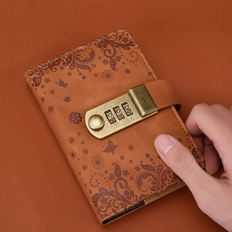 A7 240 Pages Diary Password Book With Lock Notepad Small Stationery Notebooks and Notepads Planner Notebook Retro Writing Pads